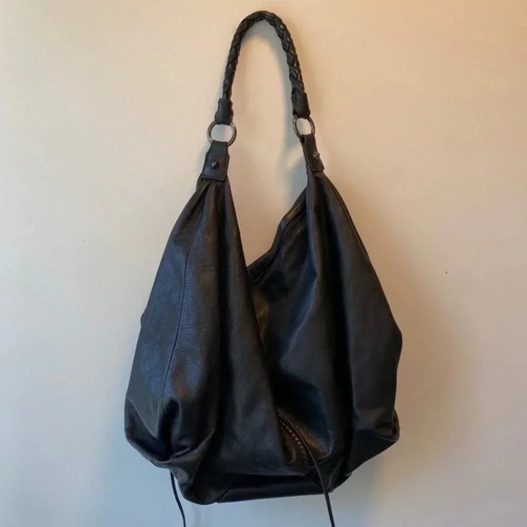 Carlos Falchi Handbags - Carlos Falchi Black Leather Slouch Hobo Bag